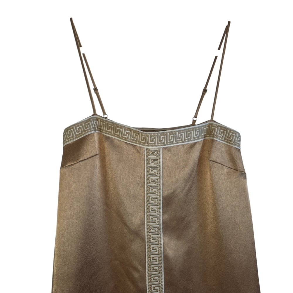 Elizabeth Damrich × Antonio Melani Satin Maxi Slip Dress Grecian Gold Sz 2 - Picture 2 of 12